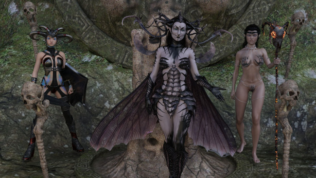 Обои картинки фото 3д графика, фантазия , fantasy, взгляд, девушки, фон