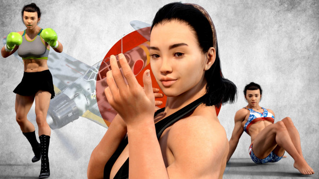 Обои картинки фото 3д графика, спорт , sport, девушка, взгляд, фон