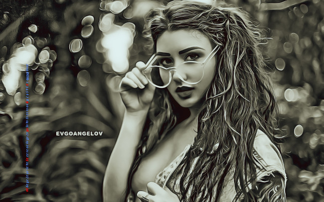 Обои картинки фото календари, компьютерный дизайн, девушка, взгляд, очки