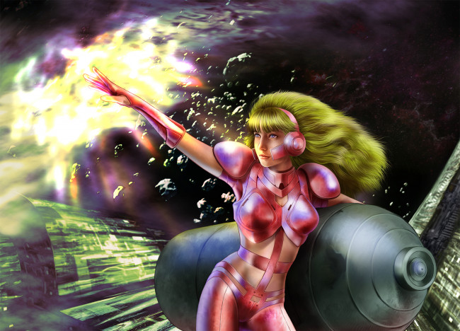 Обои картинки фото рисованное, комиксы, девушка, фон, униформа