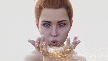 Картинка 3д+графика портрет+ portraits девушка фон взгляд