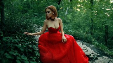 обоя девушки, - рыжеволосые и разноцветные, красивая, девушка