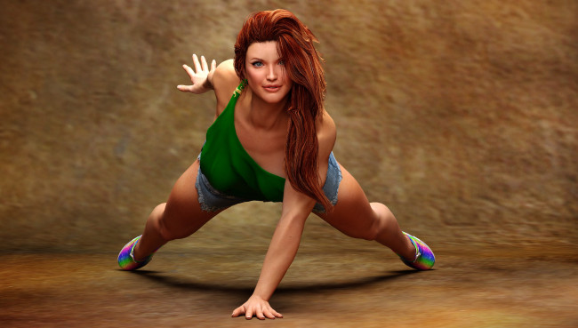 Обои картинки фото 3д графика, спорт , sport, девушка, фон, отжимание