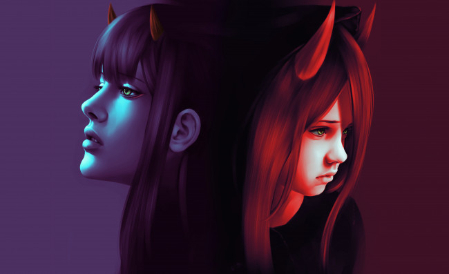 Обои картинки фото фэнтези, демоны, девушка, фон, рога