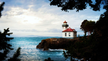 Картинка lime+kiln+lighthouse san+juan+island washington природа маяки lime kiln lighthouse san juan island