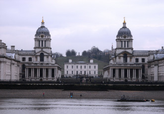 Картинка королевский военно морской колледж гринвич англия города здания дома купола река колонны