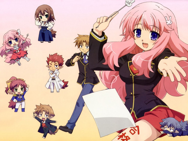 Обои картинки фото аниме, baka, to, test, shoukanjuu