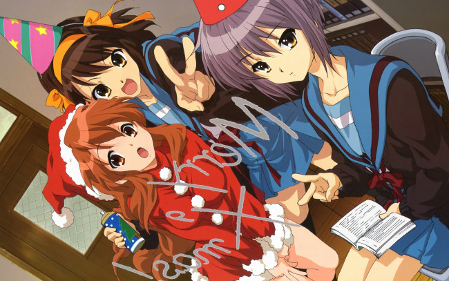 Обои картинки фото аниме, the, melancholy, of, haruhi, suzumiya