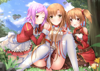 Картинка аниме sword art online девушки yuuki asuna ayano keiko shinozaki rika