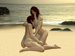 Картинка 3д+графика люди+ people море девушки