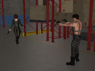 Картинка secret+agent 3д+графика фантазия+ fantasy оружие девушка мужчина