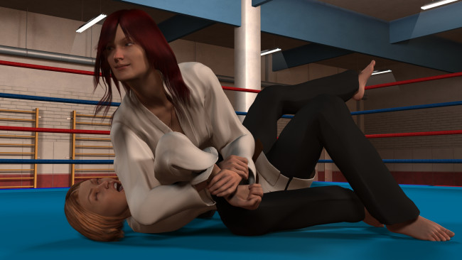 Обои картинки фото 3д графика, люди , people, ринг, захват, борьба, девушки