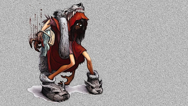 Обои картинки фото рисованные, - другое, волк, красная, шапочка