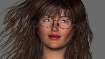 Картинка 3д+графика портрет+ portraits девушка взгляд фон очки
