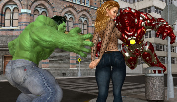 Картинка 3д+графика фантазия+ fantasy девушка взгляд фон монстр андроид