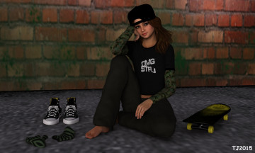 Картинка 3д+графика люди+ people девушка взгляд фон обувь