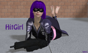 Картинка 3д+графика люди+ people девушка взгляд фон оружие