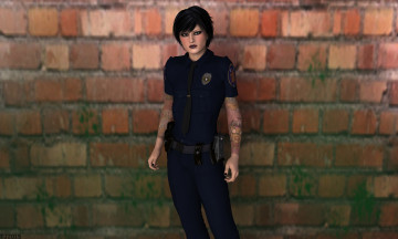 Картинка 3д+графика люди+ people девушка взгляд фон тату