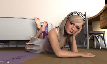 Картинка 3д+графика люди+ people девушка взгляд фон