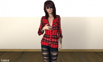 Картинка 3д+графика люди+ people девушка взгляд фон