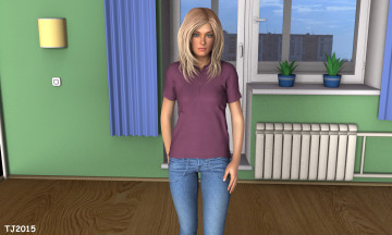 Картинка 3д+графика люди+ people девушка взгляд фон