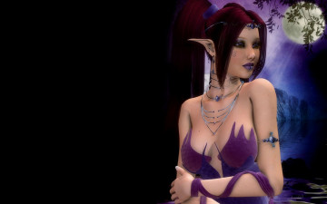 Картинка 3д+графика эльфы+ elves эльфийка уши украшения луна свет