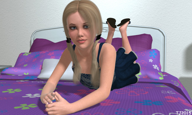 Обои картинки фото 3д графика, люди , people, девушка, взгляд, фон, кровать