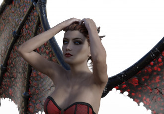 Картинка 3д+графика существа+ creatures девушка взгляд фон демон