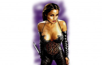 Картинка рисованное люди нож униформа фон девушка