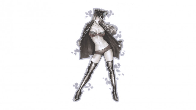 Обои картинки фото рисованное, люди, униформа, фон, взгляд, девушка