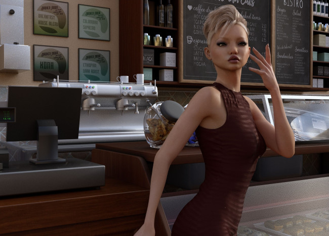 Обои картинки фото 3д графика, люди , people, фон, взгляд, девушка