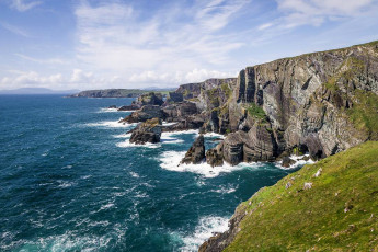 Картинка природа побережье облака прибой гора