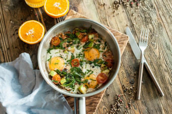 Картинка еда Яичные+блюда яйцо завтрак блюдо зелень цитрус