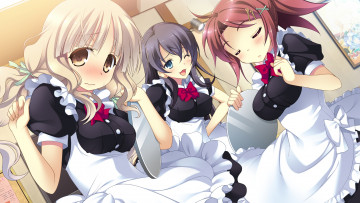 обоя аниме, ryuusei kiseki -shooting probe, фон, взгляд, девушки