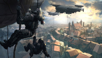 Картинка фэнтези роботы +киборги +механизмы thomas perdido street station высадка город