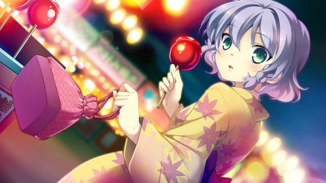 Обои картинки фото аниме, ryuusei kiseki -shooting probe, взгляд, фон, девушка