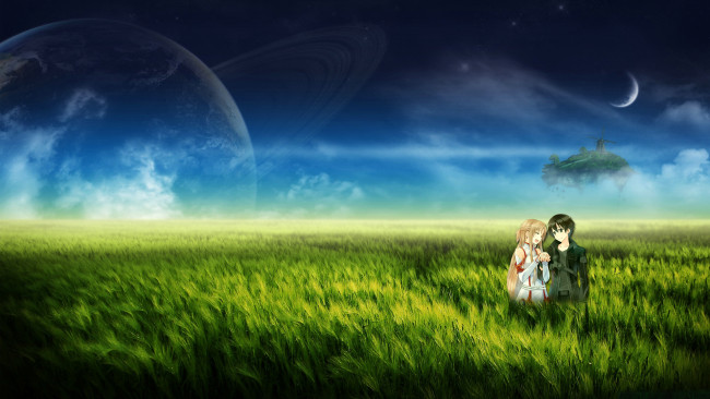 Обои картинки фото аниме, sword art online, пара