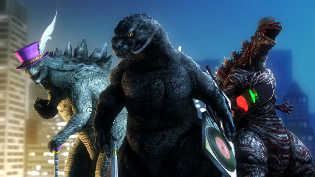 Обои картинки фото фэнтези, существа, город, godzilla, годзилла, gojira, юмор, чудовище, рендеринг