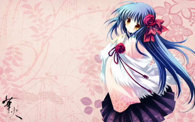 Обои картинки фото аниме, unknown,  другое, фон, взгляд, девушка