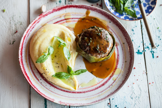 Обои картинки фото еда, вторые блюда, зелень, вкусно, обед, пюре