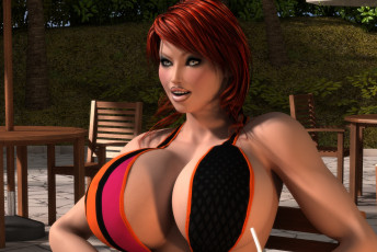 Картинка 3д+графика люди+ people девушка взгляд фон