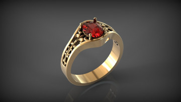 Картинка 3д+графика другое+ other драгоценный камень флер-де-лис фон отражение кольцо с рубином перстень блеск металла золото