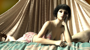 Картинка 3д+графика люди+ people девушка взгляд фон