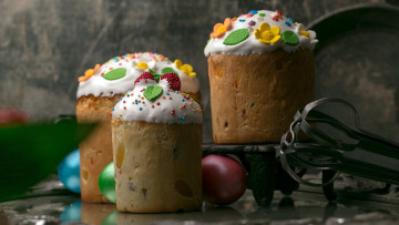 Картинка праздничные пасха яйца куличи декор