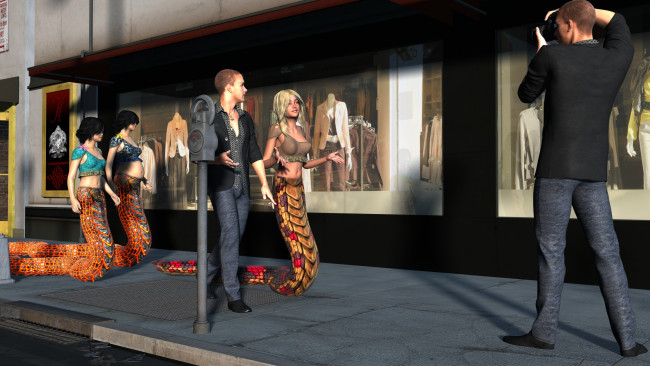 Обои картинки фото 3д графика, существа , creatures, девушки, взгляд, фон