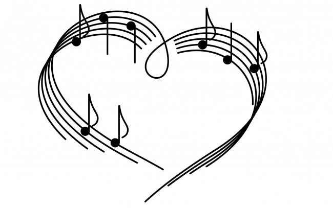 Обои картинки фото векторная графика, другое , other, ноты, сердце