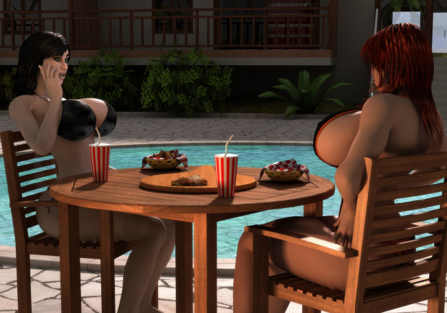 Обои картинки фото 3д графика, люди , people, девушки, взгляд, фон