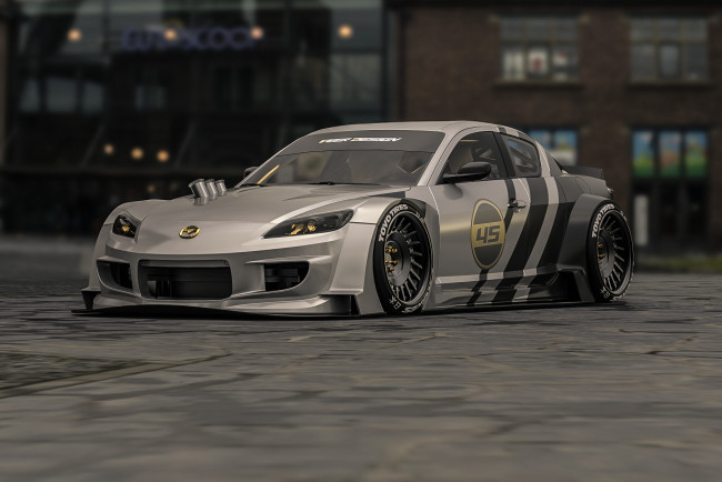 Обои картинки фото mazda rx-8, автомобили, 3д, mazda, rx8, роторное, чудовище, japan, legend, японская, легенда