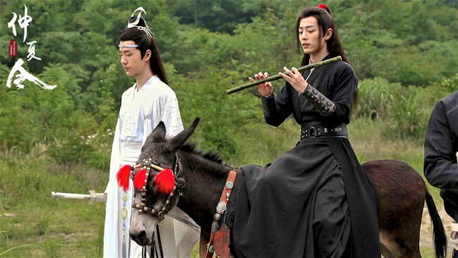 Обои картинки фото разное, знаменитости, ван, ибо, сяо, чжань, костюмы, люди, съемки, ослик