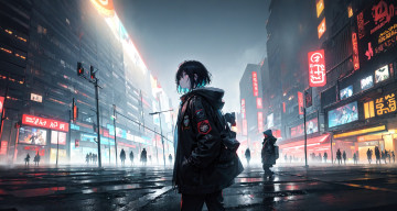 Картинка аниме город +улицы +интерьер +здания нейросети графика нейроарт ai art нейронные сети рисунки нейро искусство